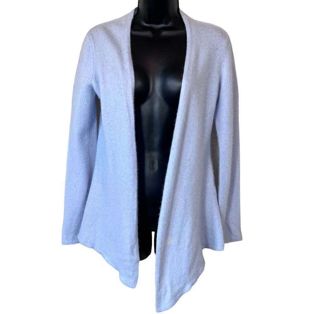 41 Hawthorn 100% Cashmere Light Blue Open Front Topper Cardigan Sweater